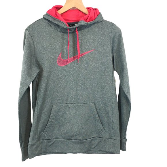 Nike Tops - Nike Grey and Pink Dri-fit Pullover Hoodie (S)